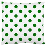 Polka Dots - Green on White Large Cushion Case (Two Sides)