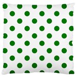 Polka Dots - Green on White Large Flano Cushion Case (Two Sides)