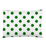 Polka Dots - Green on White Pillow Case (One Side)