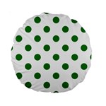 Polka Dots - Green on White Standard 15  Premium Round Cushion