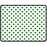 Polka Dots - Green on White Double Sided Fleece Blanket (Medium) (Two Sides)