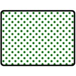 Polka Dots - Green on White Double Sided Fleece Blanket (Large) (Two Sides)