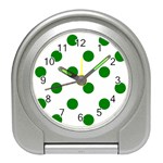 Polka Dots - Green on White Desk Alarm Clock