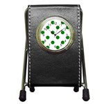 Polka Dots - Green on White Pen Holder Desk Clock