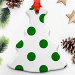 Polka Dots - Green on White Christmas Tree Ornament (Two Sides)