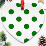 Polka Dots - Green on White Ornament (Heart)