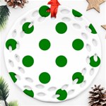 Polka Dots - Green on White Ornament (Round Filigree)