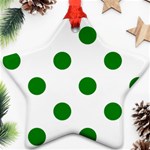 Polka Dots - Green on White Ornament (Star)