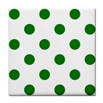 Polka Dots - Green on White Tile Coaster