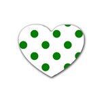 Polka Dots - Green on White Heart Coaster (4 pack)