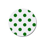Polka Dots - Green on White Rubber Round Coaster (4 pack)