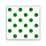 Polka Dots - Green on White Memory Card Reader with Storage (Square)