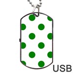 Polka Dots - Green on White Dog Tag USB Flash (One Side)