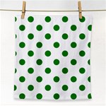 Polka Dots - Green on White Face Towel