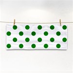 Polka Dots - Green on White Hand Towel