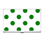 Polka Dots - Green on White Business Card Holder