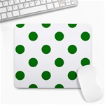 Polka Dots - Green on White Large Mousepad