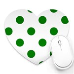 Polka Dots - Green on White Heart Mousepad