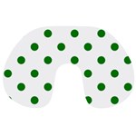 Polka Dots - Green on White Travel Neck Pillow