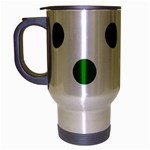 Polka Dots - Green on White Travel Mug (Silver Gray)