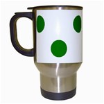 Polka Dots - Green on White Travel Mug (White)