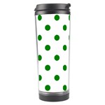 Polka Dots - Green on White Travel Tumbler