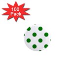 Polka Dots - Green on White 1  Mini Magnet (100 pack)