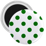 Polka Dots - Green on White 3  Magnet