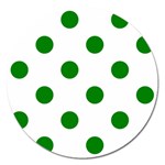 Polka Dots - Green on White Magnet 5  (Round)