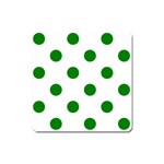 Polka Dots - Green on White Magnet (Square)