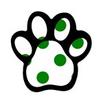 Polka Dots - Green on White Magnet (Paw Print)
