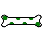 Polka Dots - Green on White Magnet (Dog Bone)