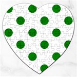 Polka Dots - Green on White Jigsaw Puzzle (Heart)