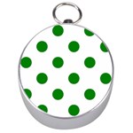 Polka Dots - Green on White Silver Compass