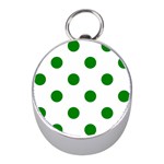 Polka Dots - Green on White Silver Compass (Mini)