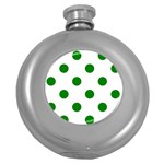 Polka Dots - Green on White Hip Flask (5 oz)