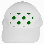 Polka Dots - Green on White White Cap