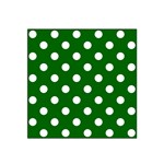 Polka Dots - White on Dark Green Satin Bandana Scarf