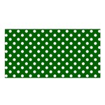 Polka Dots - White on Dark Green Satin Shawl