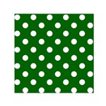 Polka Dots - White on Dark Green Small Satin Scarf  (Square)