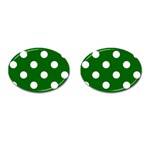 Polka Dots - White on Dark Green Cufflinks (Oval)