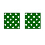 Polka Dots - White on Dark Green Cufflinks (Square)