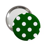Polka Dots - White on Dark Green 2.25  Handbag Mirror