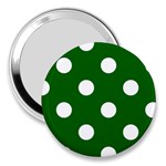 Polka Dots - White on Dark Green 3  Handbag Mirror