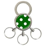 Polka Dots - White on Dark Green 3-Ring Key Chain