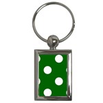 Polka Dots - White on Dark Green Key Chain (Rectangle)