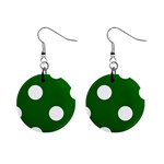 Polka Dots - White on Dark Green 1  Button Earrings