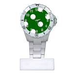 Polka Dots - White on Dark Green Nurses Watch