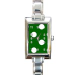 Polka Dots - White on Dark Green Rectangle Italian Charm Watch