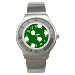 Polka Dots - White on Dark Green Stainless Steel Watch